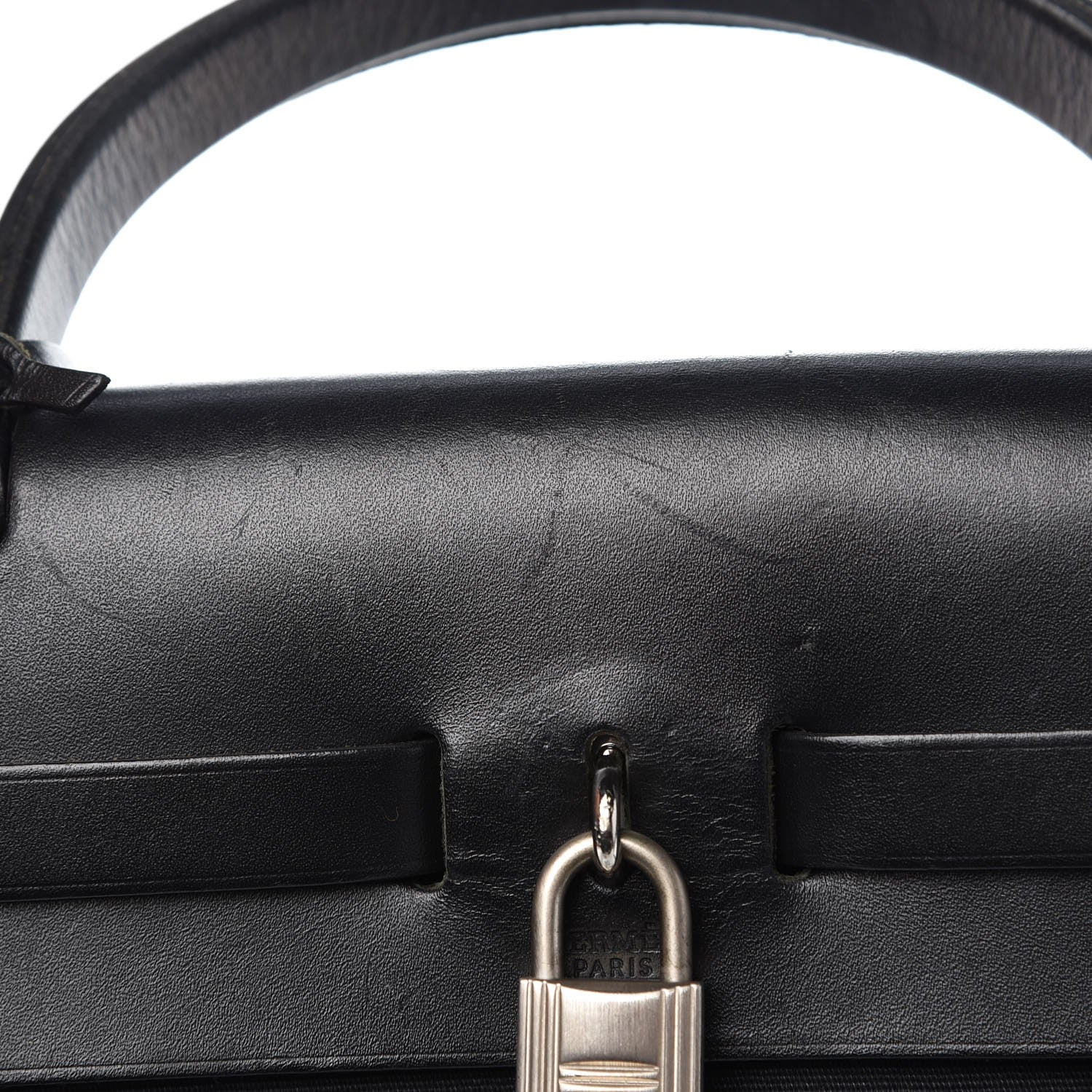 Hermes Toile Vache Calfskin Herbag 30 PM Black Natural 9 of 14