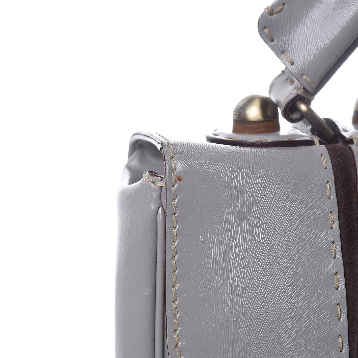 Glazed Calfskin Secret Code Satchel Grey