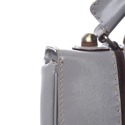 Fendi Glazed Calfskin Secret Code Satchel Grey 8 of 9