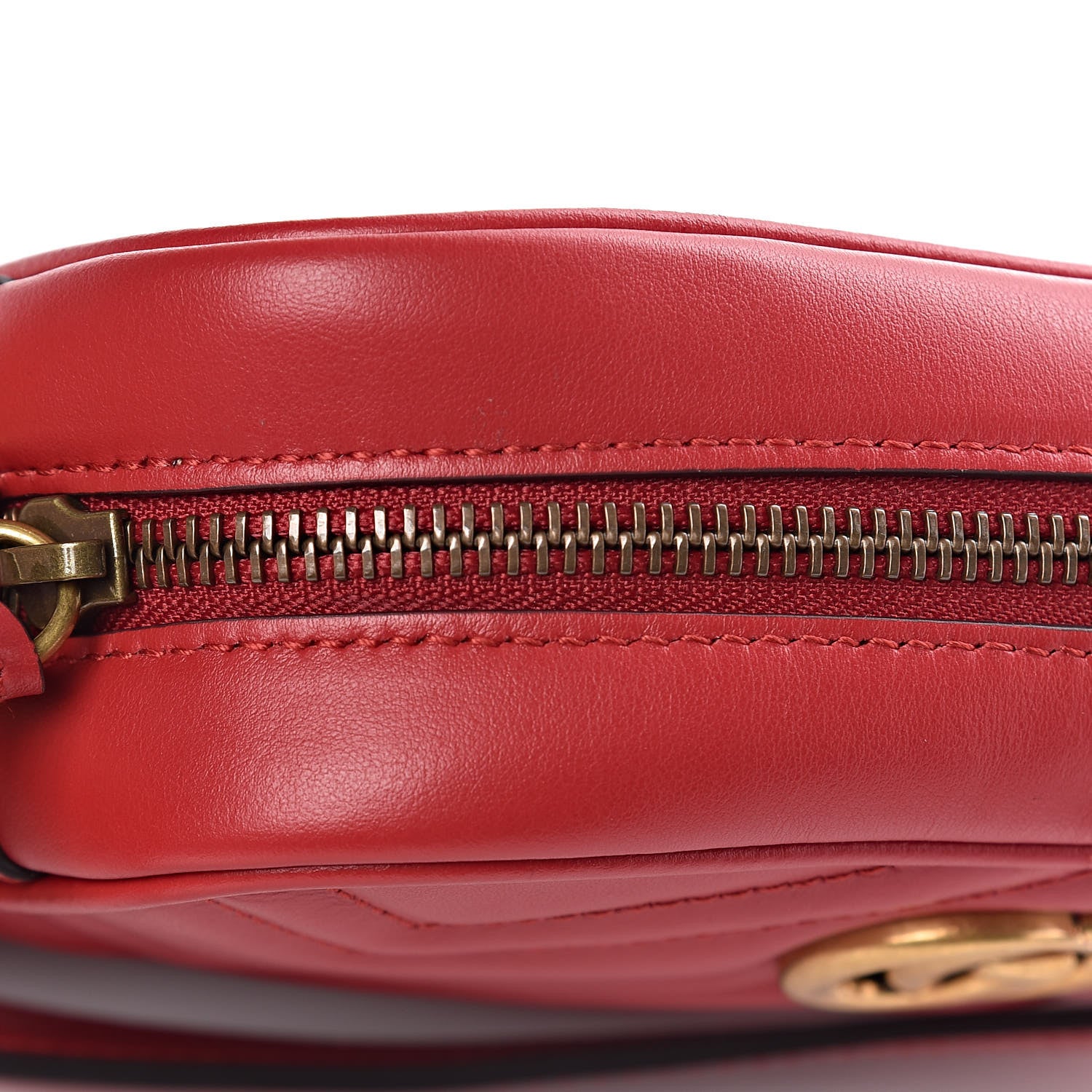 Gucci Calfskin Matelasse Mini GG Marmont Chain Shoulder Bag Hibiscus Red 10 of 10