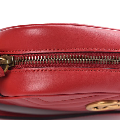 Gucci Calfskin Matelasse Mini GG Marmont Chain Shoulder Bag Hibiscus Red 10 of 10