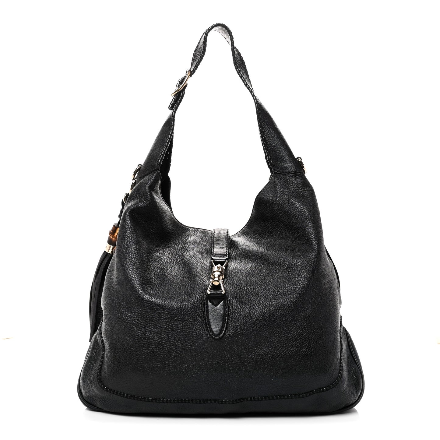 Pebbled Calfskin Medium New Jackie Shoulder Bag Black