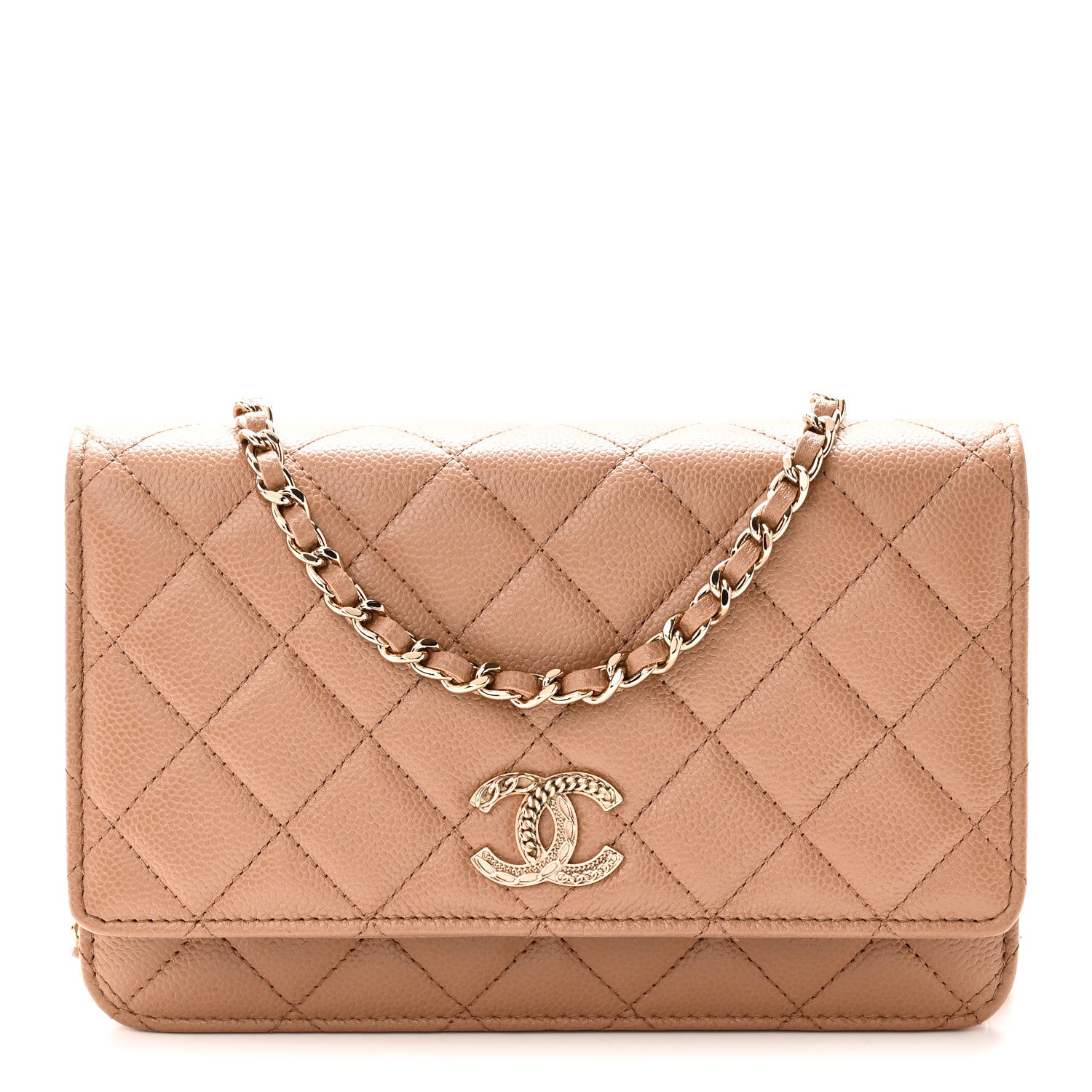 Chanel Caviar Quilted Multi Chain Wallet On Chain WOC Beige 1 of 11