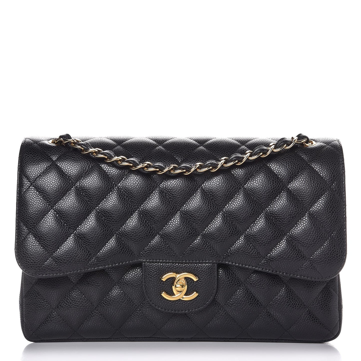 Caviar Quilted Jumbo Double Flap Black