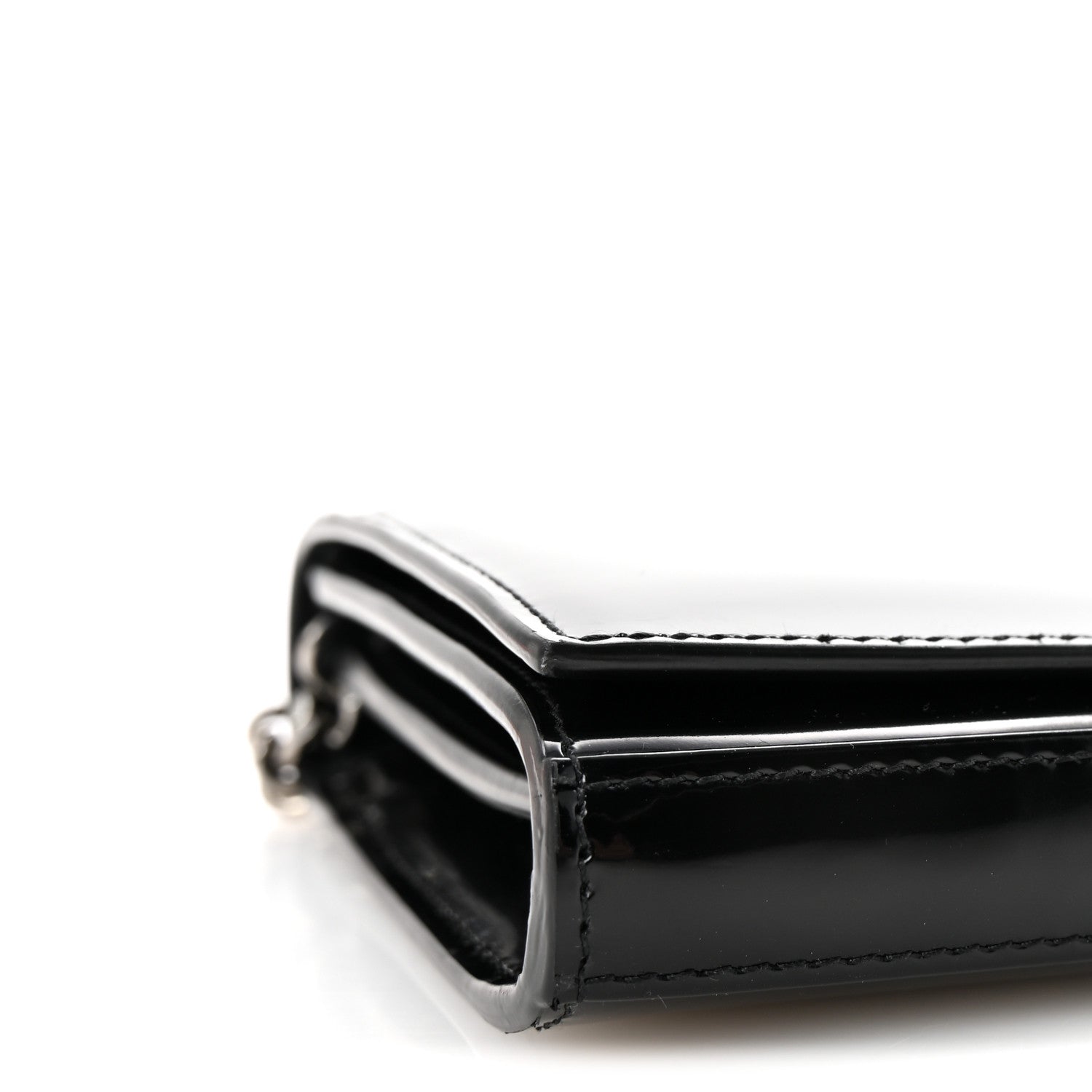 Saint Laurent Glazed Calfskin Cassandre Wallet On Chain WOC Black 8 of 9