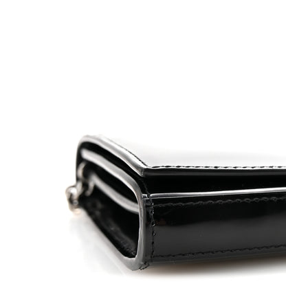Saint Laurent Glazed Calfskin Cassandre Wallet On Chain WOC Black 8 of 9