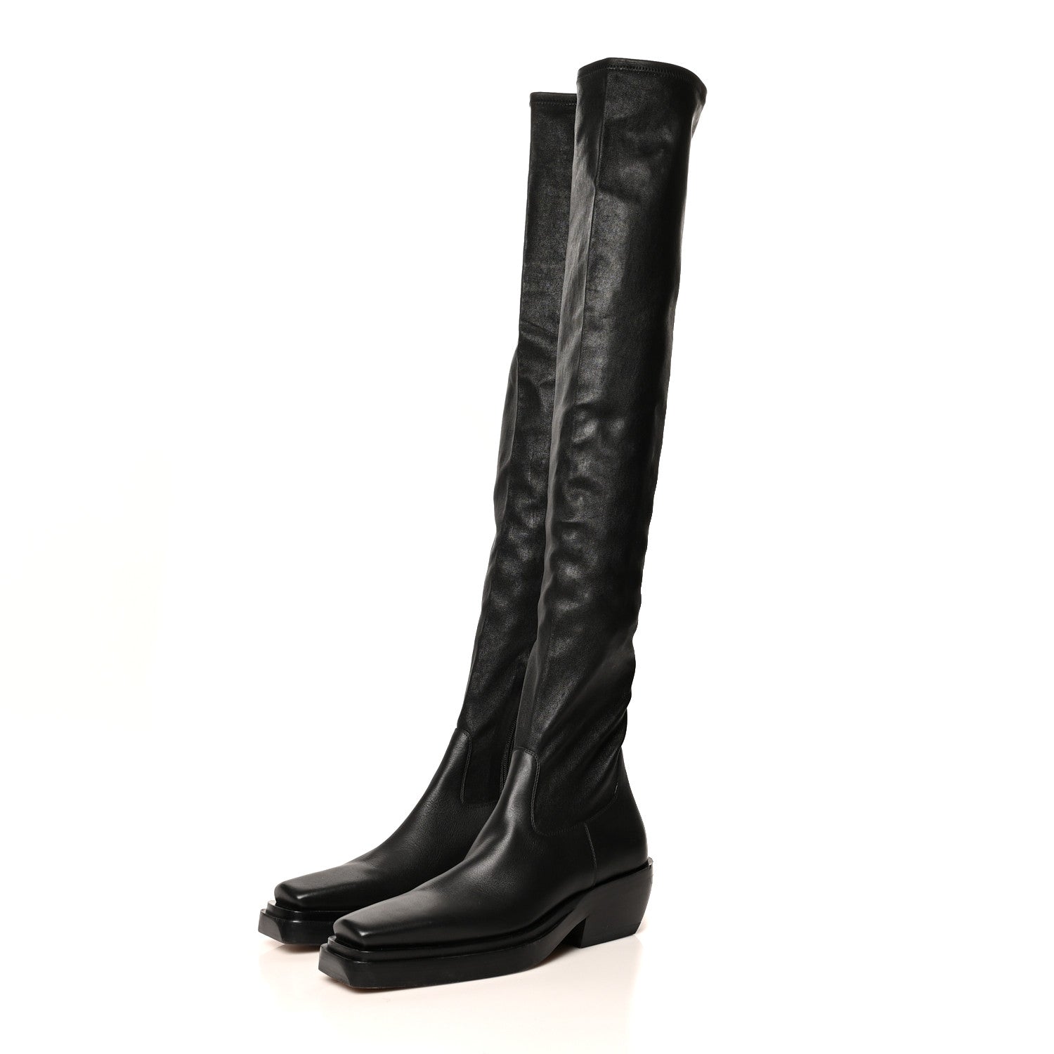 Bottega Veneta Calfskin Nappa Lean Over The Knee Boots 38 Black 3 of 8