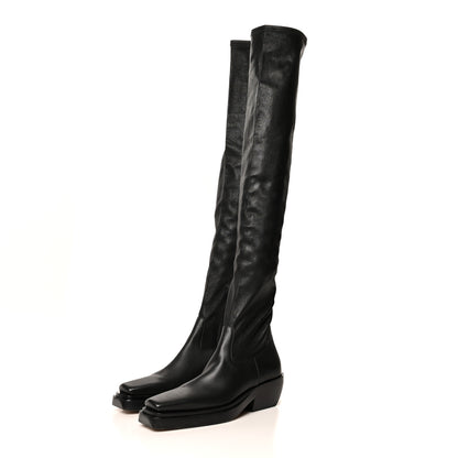 Bottega Veneta Calfskin Nappa Lean Over The Knee Boots 38 Black 3 of 8