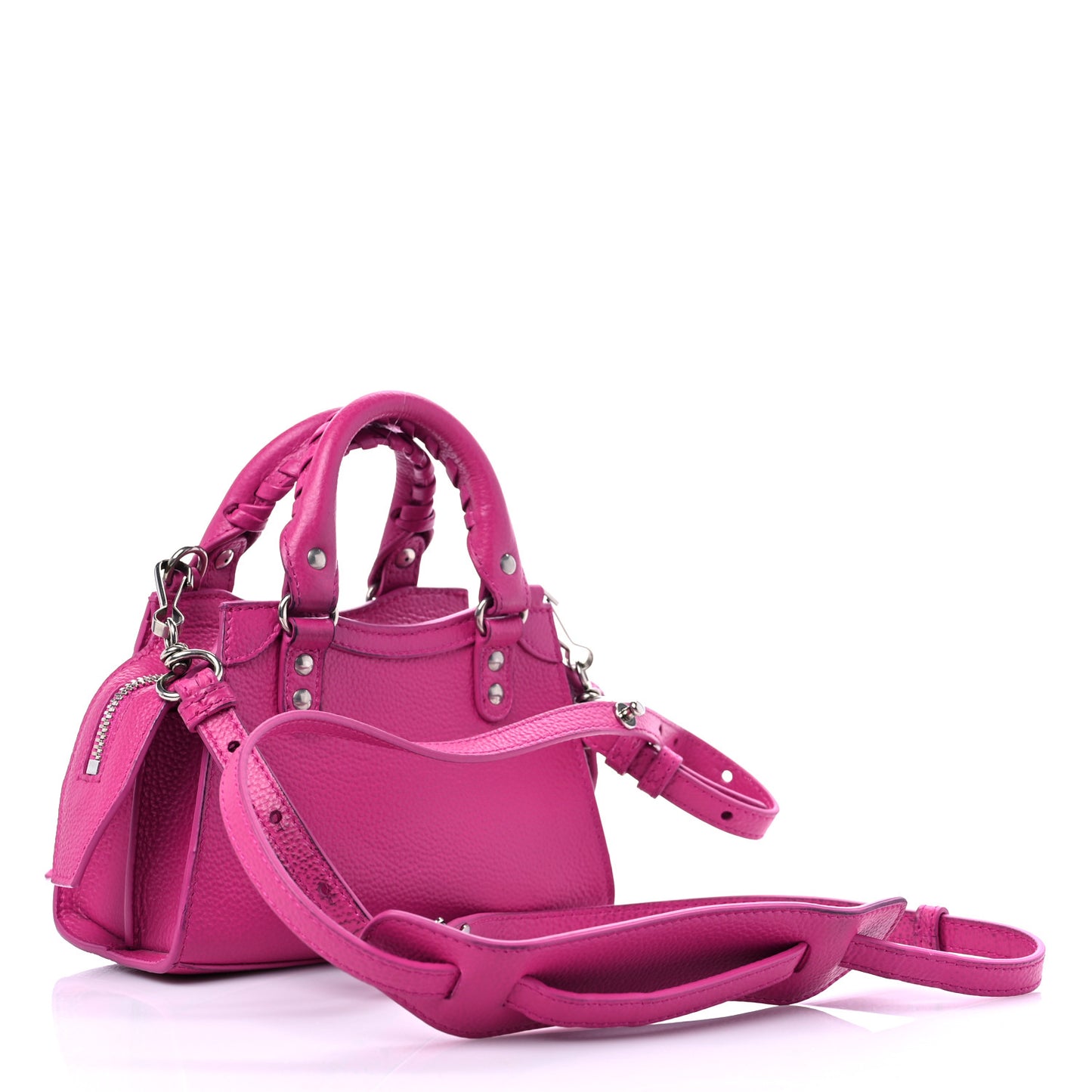 Grained Calfskin Neo Classic Silver Hardware Super Nano City Fuchsia