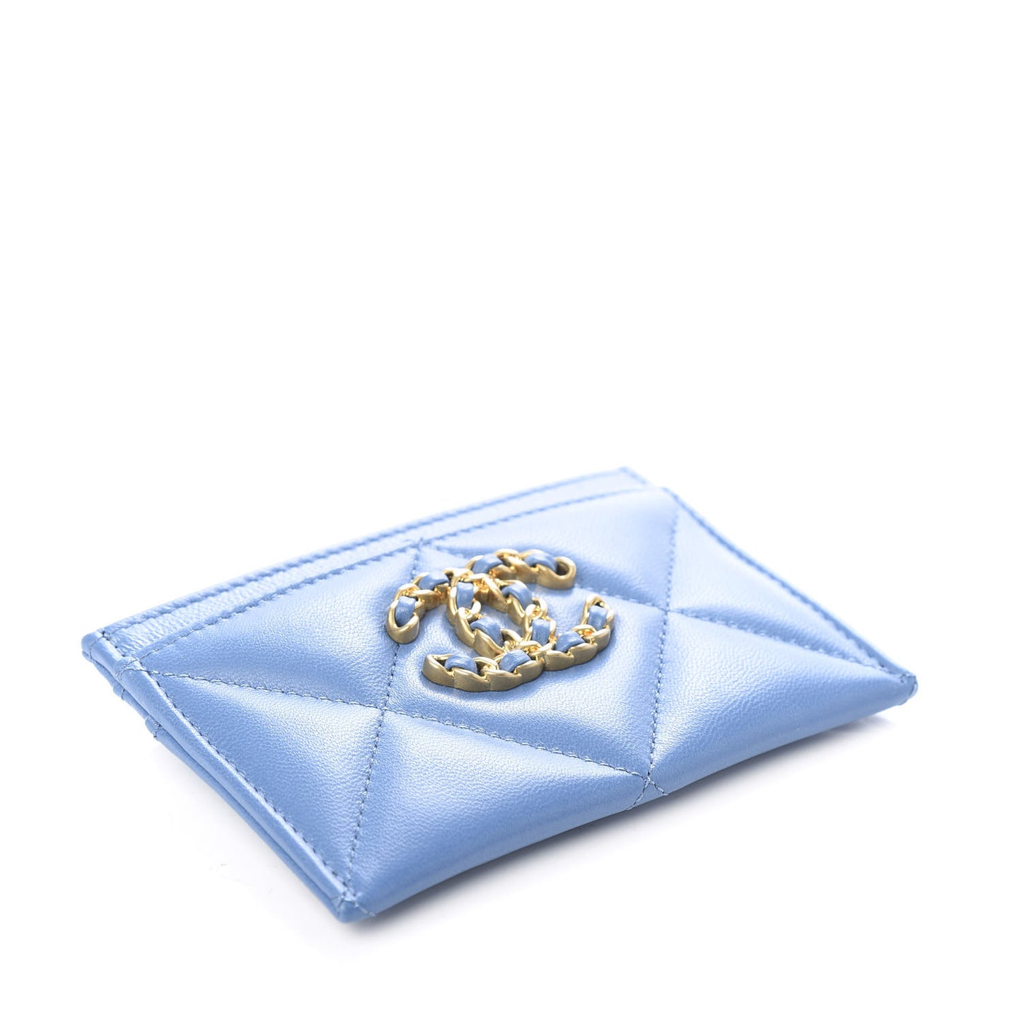 Lambskin Quilted 19 Card Holder Blue