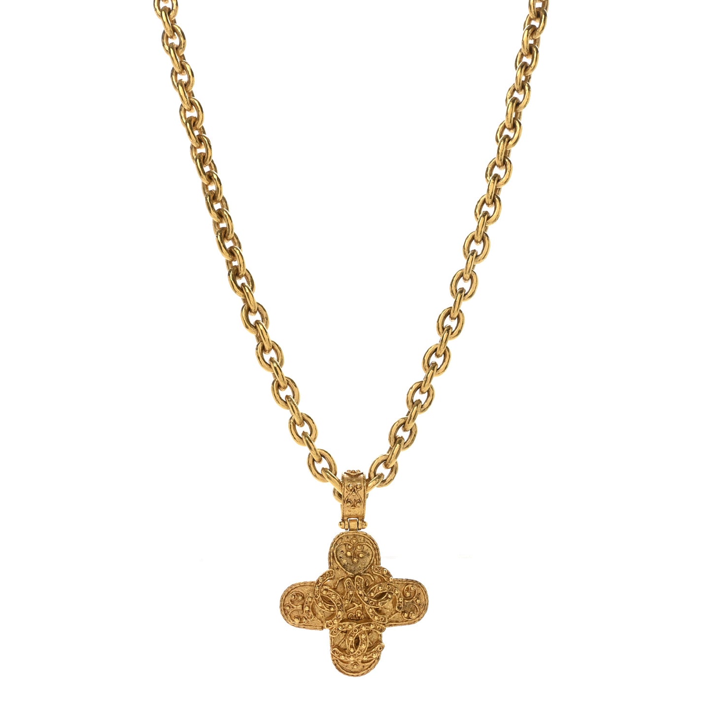 Metal CC Cross Long Pendant Necklace Gold