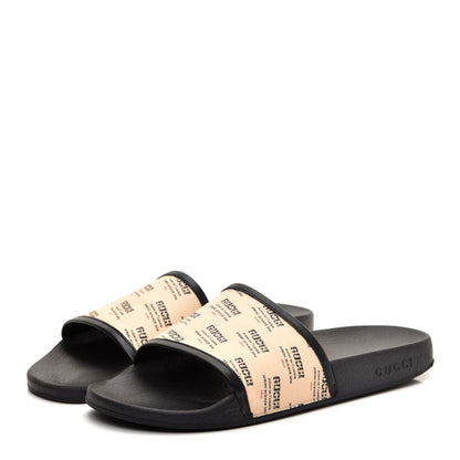 Gucci Supreme Canvas Stamp Print Pool Slide Sandals 42 Soy 3 of 9