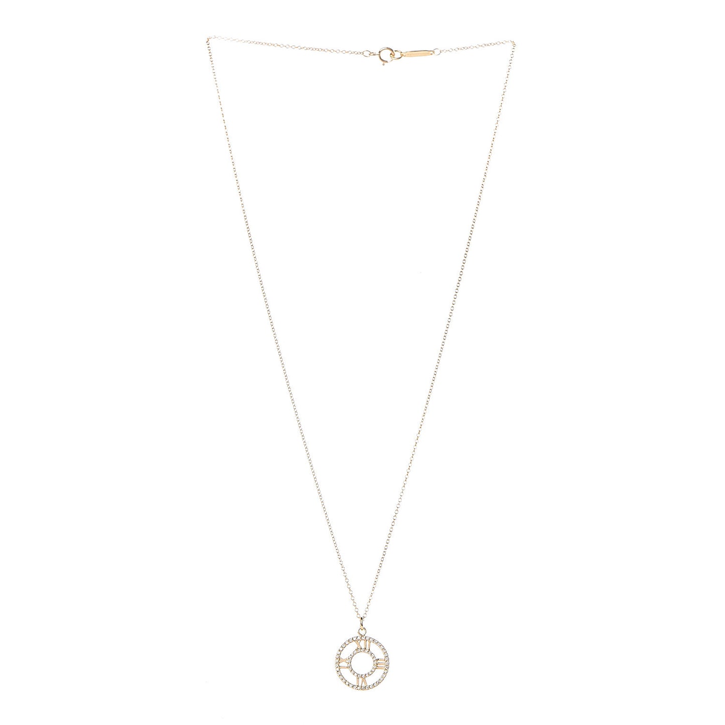 18K Yellow Gold Diamond Small Atlas Open Pave Pendant Necklace