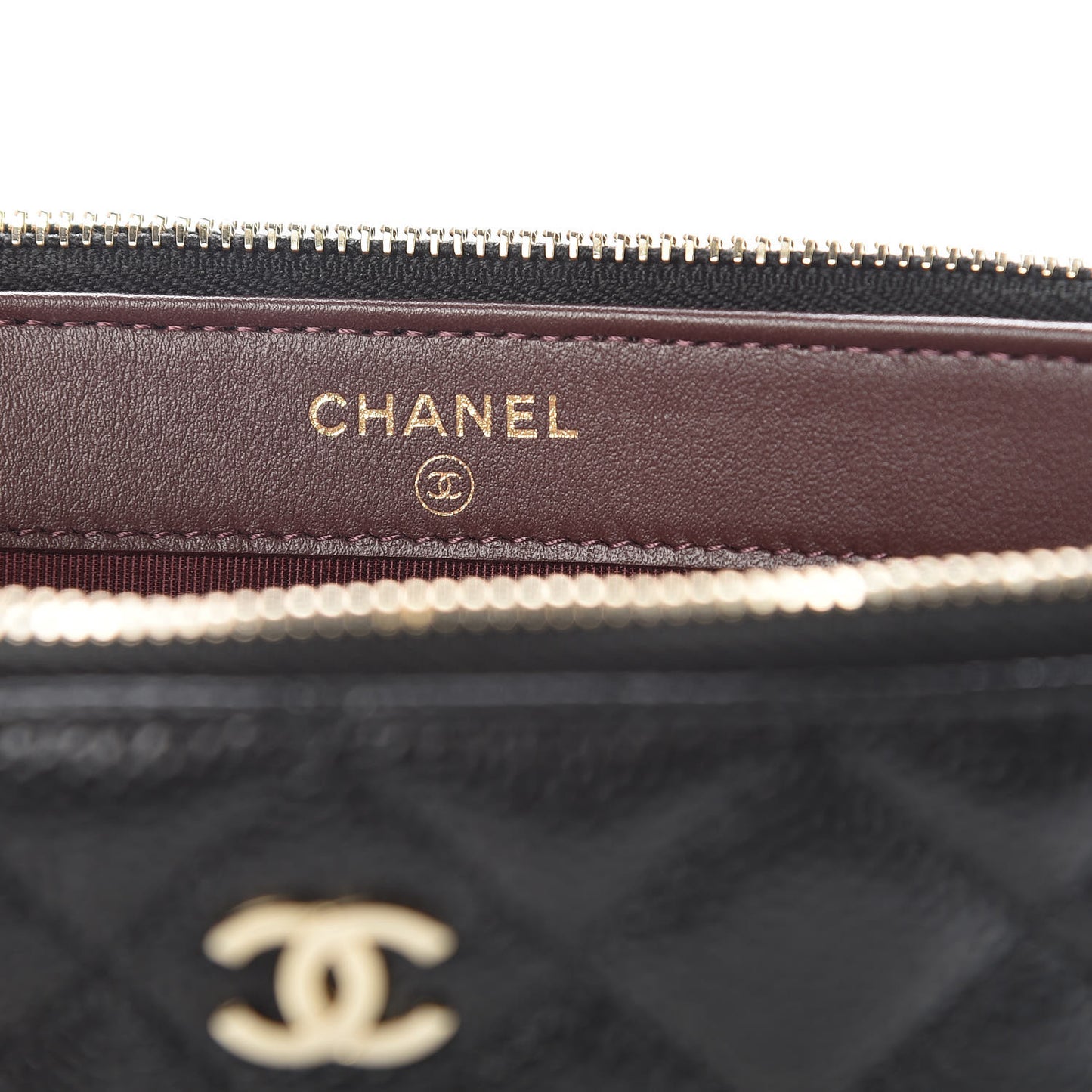 Caviar Quilted Small Clutch With Chain Black
