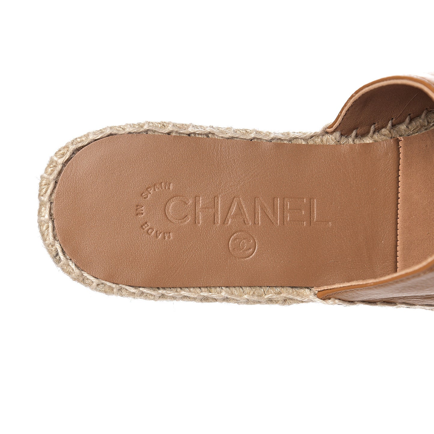 Calfskin CC Espadrille Mules 37 Light Brown