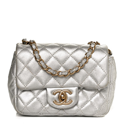 Chanel Metallic Lambskin Quilted Mini Square Flap Silver 1 of 11