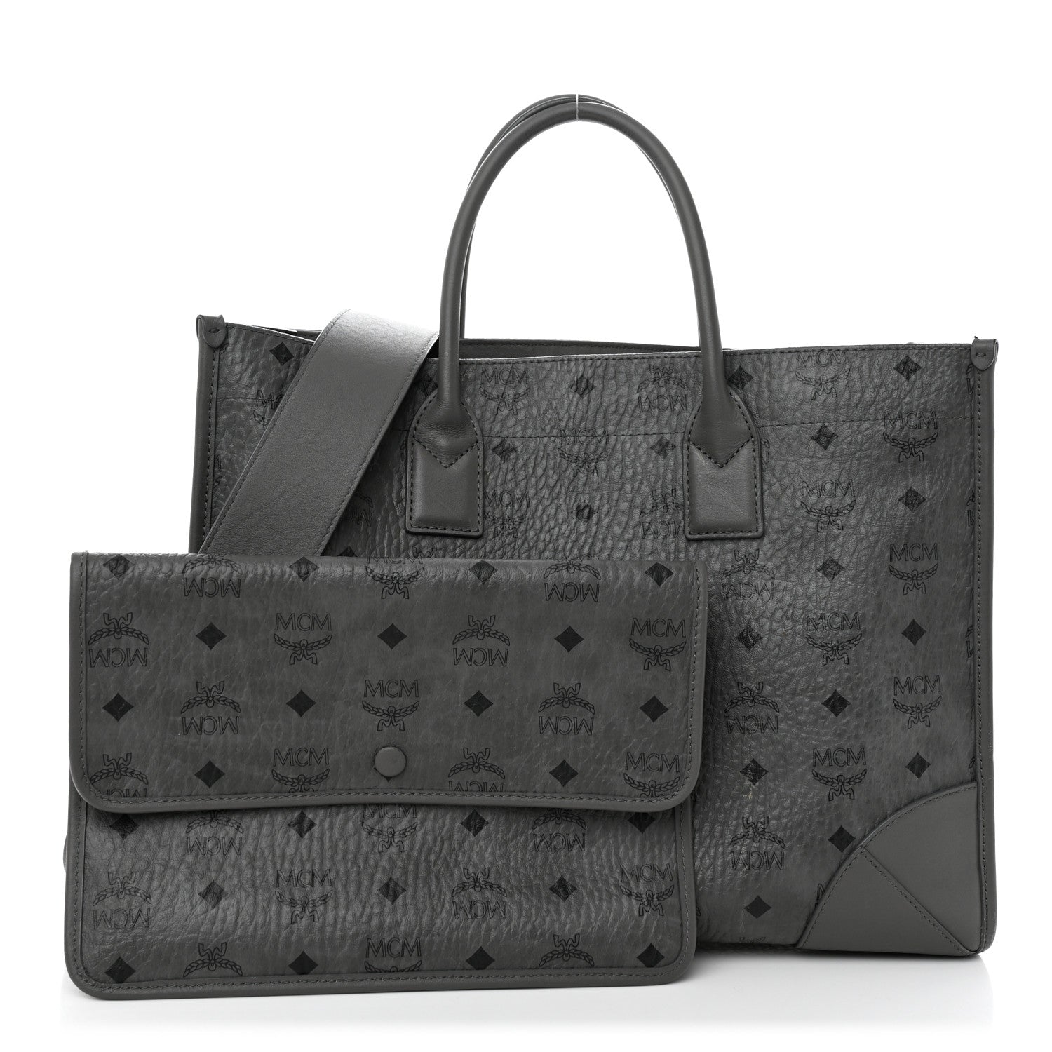 MCM Visetos Large Munchen Tote Grey 1 of 12