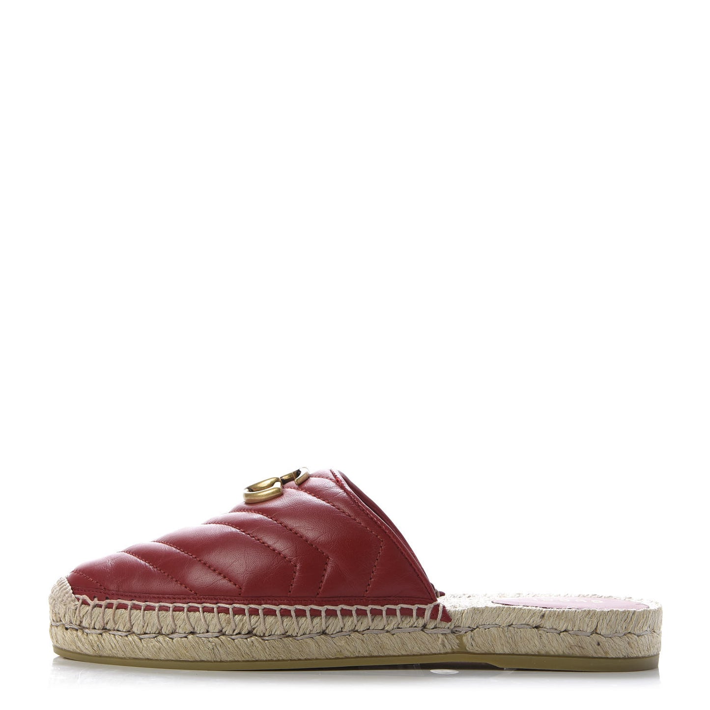 Nappa Matelasse GG Marmont Espadrille Slippers 38 Hibiscus Red