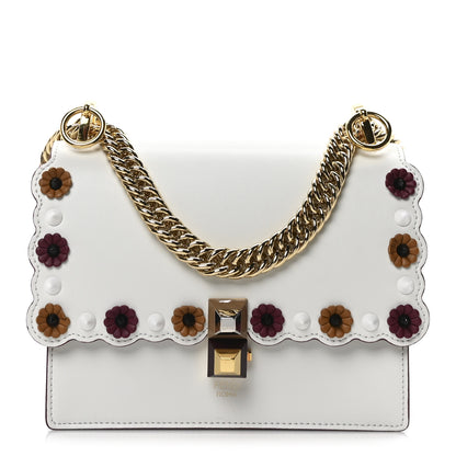 Fendi Vitello Liberty Scalloped Studded Flower Small Kan I Shoulder Bag White Multicolor 1 of 10