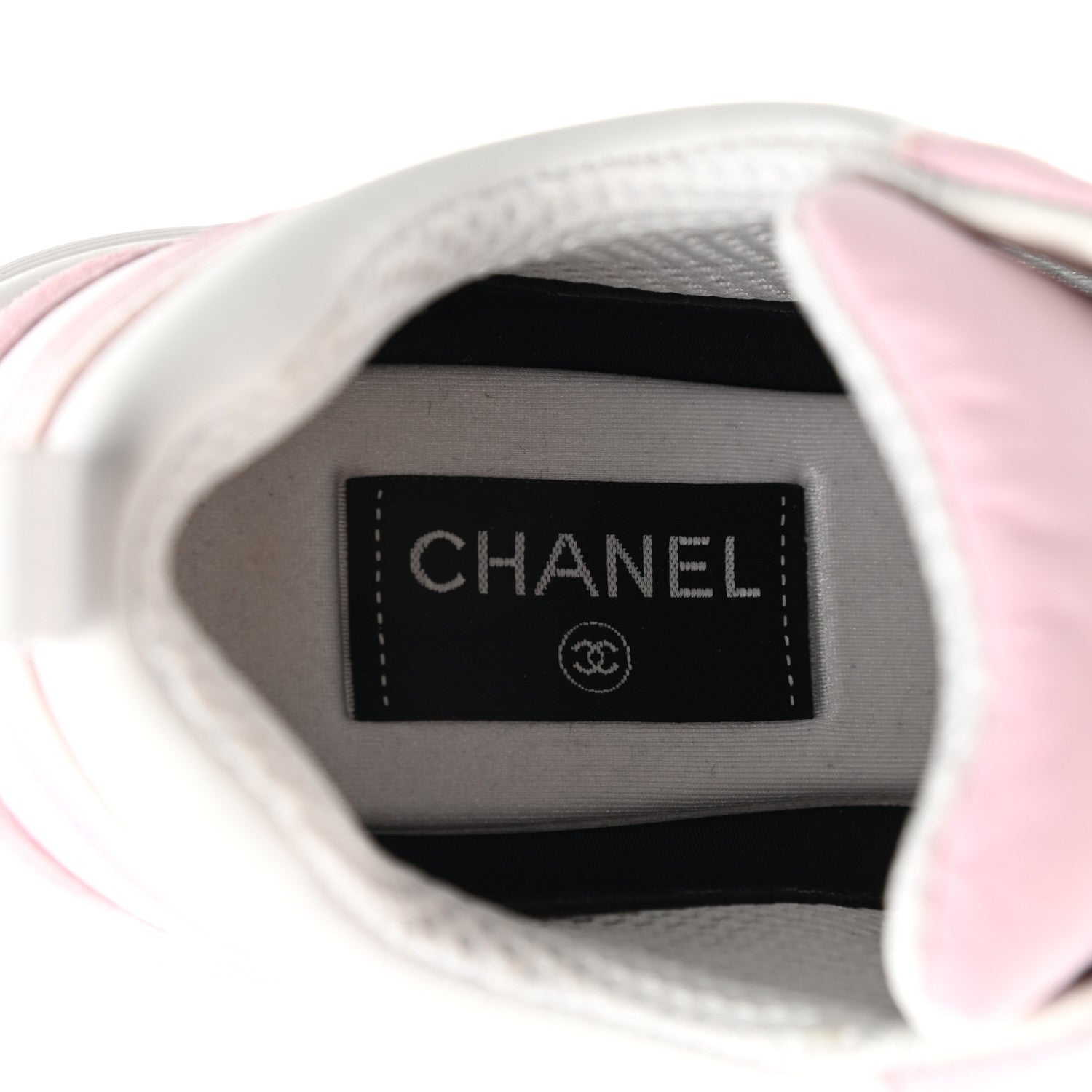 Chanel Nylon Calfskin Suede Womens CC Sneakers 38.5 Pink 7 of 11