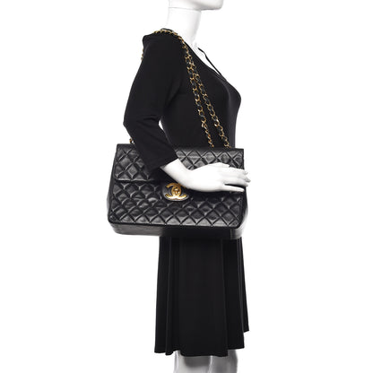 Chanel Lambskin Quilted XL Jumbo Single Flap Black 2 of 12