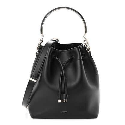 Jimmy Choo Smooth Shiny Calfskin Bon Bon Bucket Bag Black 1 of 9