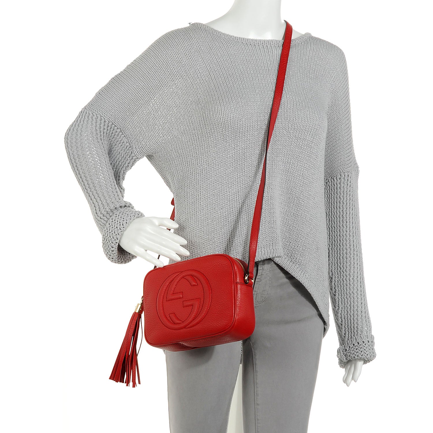 Gucci Pebbled Calfskin Small Soho Disco Bag Vibrant Red 2 of 9
