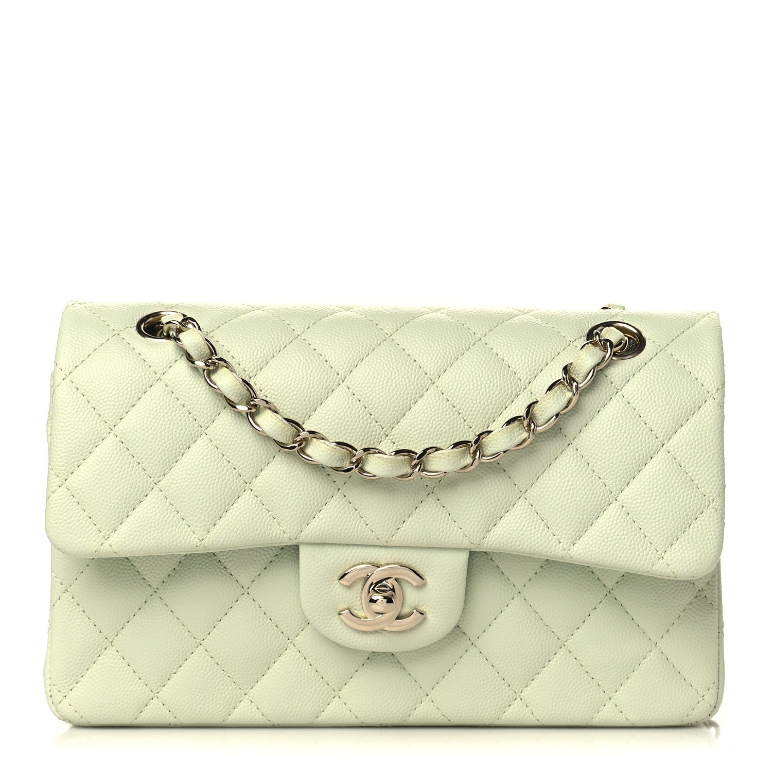 Chanel Caviar Quilted Small Double Flap Light Green 1 of 10