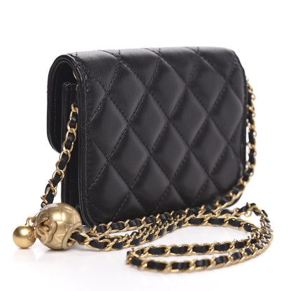Chanel Lambskin Quilted Pearl Crush Clutch With Chain Black 3 of 9