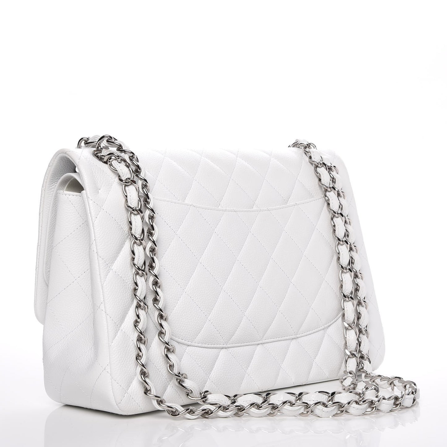 Caviar Quilted Jumbo Double Flap White