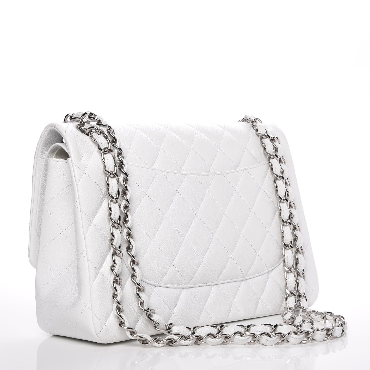 Chanel Caviar Quilted Jumbo Double Flap White 3 of 7