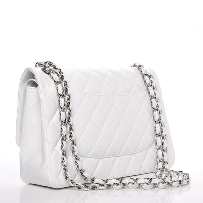 Chanel Caviar Quilted Jumbo Double Flap White 3 of 7
