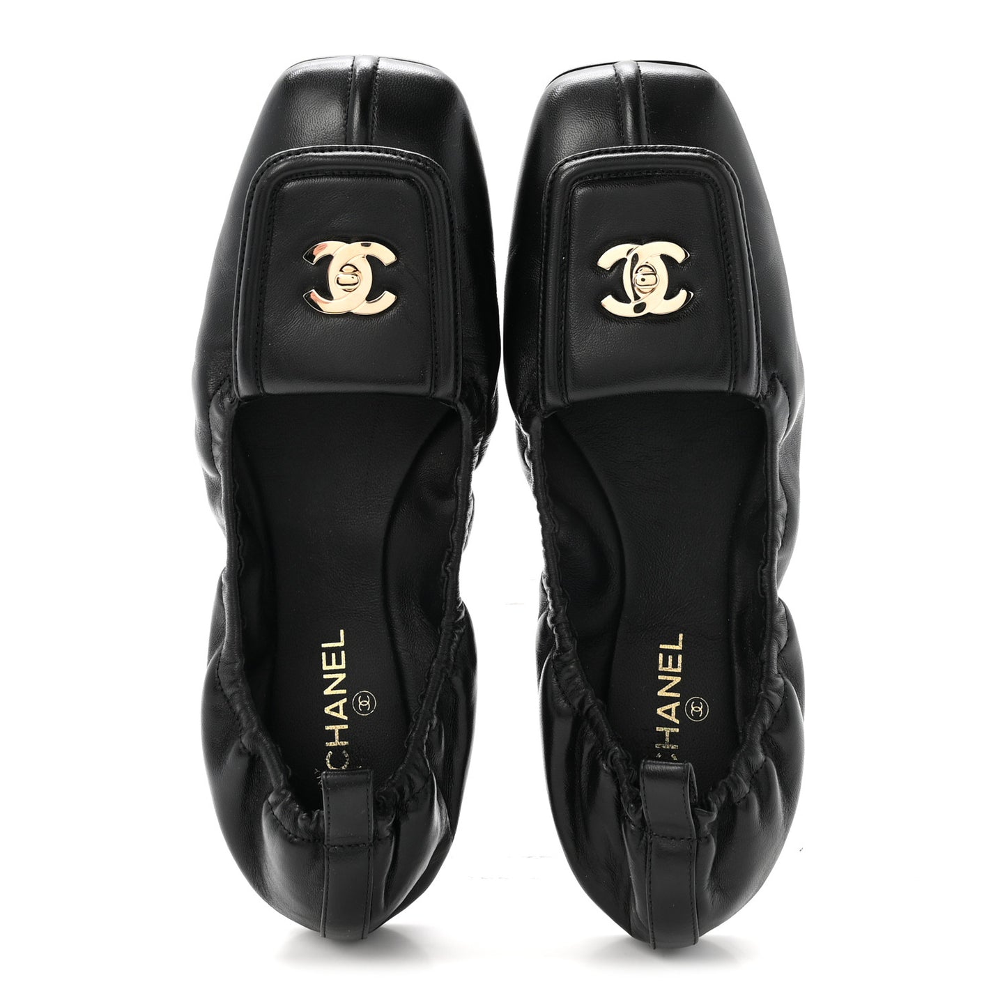 Lambskin CC Turnlock Ballerina Flats 37 Black