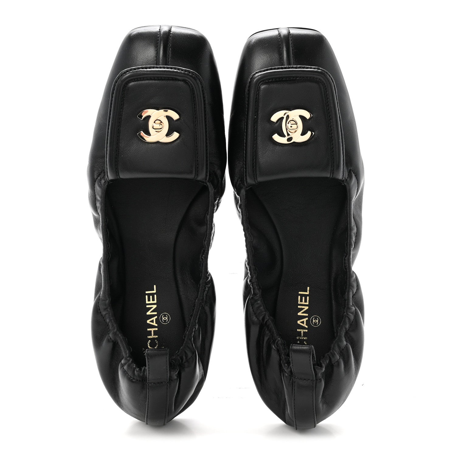 Chanel Lambskin CC Turnlock Ballerina Flats 37 Black 2 of 10