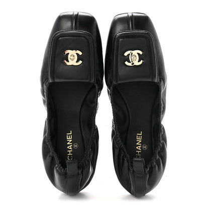 Chanel Lambskin CC Turnlock Ballerina Flats 37 Black 2 of 10