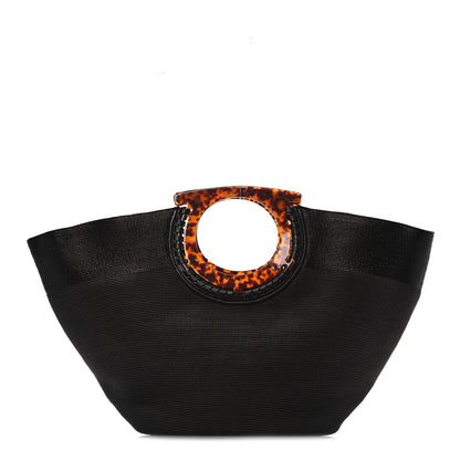 Salvatore Ferragamo Straw Maia Gancini Rascello Tote Black 1 of 10