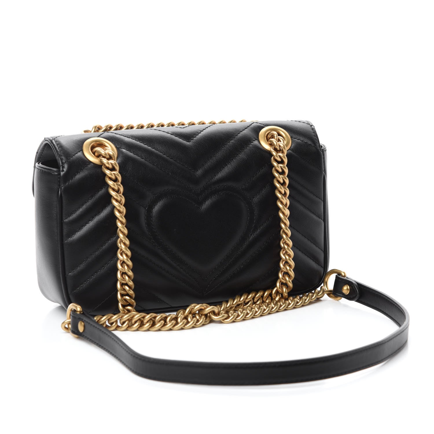 Gucci Calfskin Matelasse Mini GG Marmont Shoulder Bag Black 3 of 10