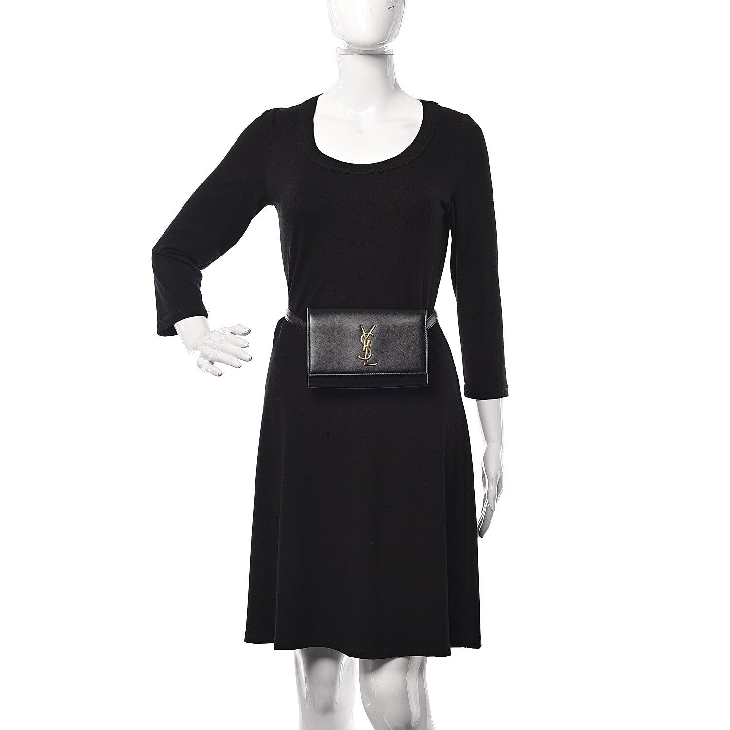 Saint Laurent Smooth Calfskin Monogram Kate Belt Bag Black 2 of 8