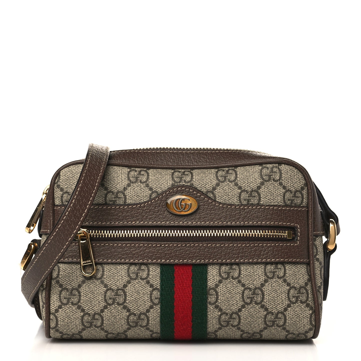 GG Supreme Monogram Web Mini Ophidia Shoulder Bag Brown