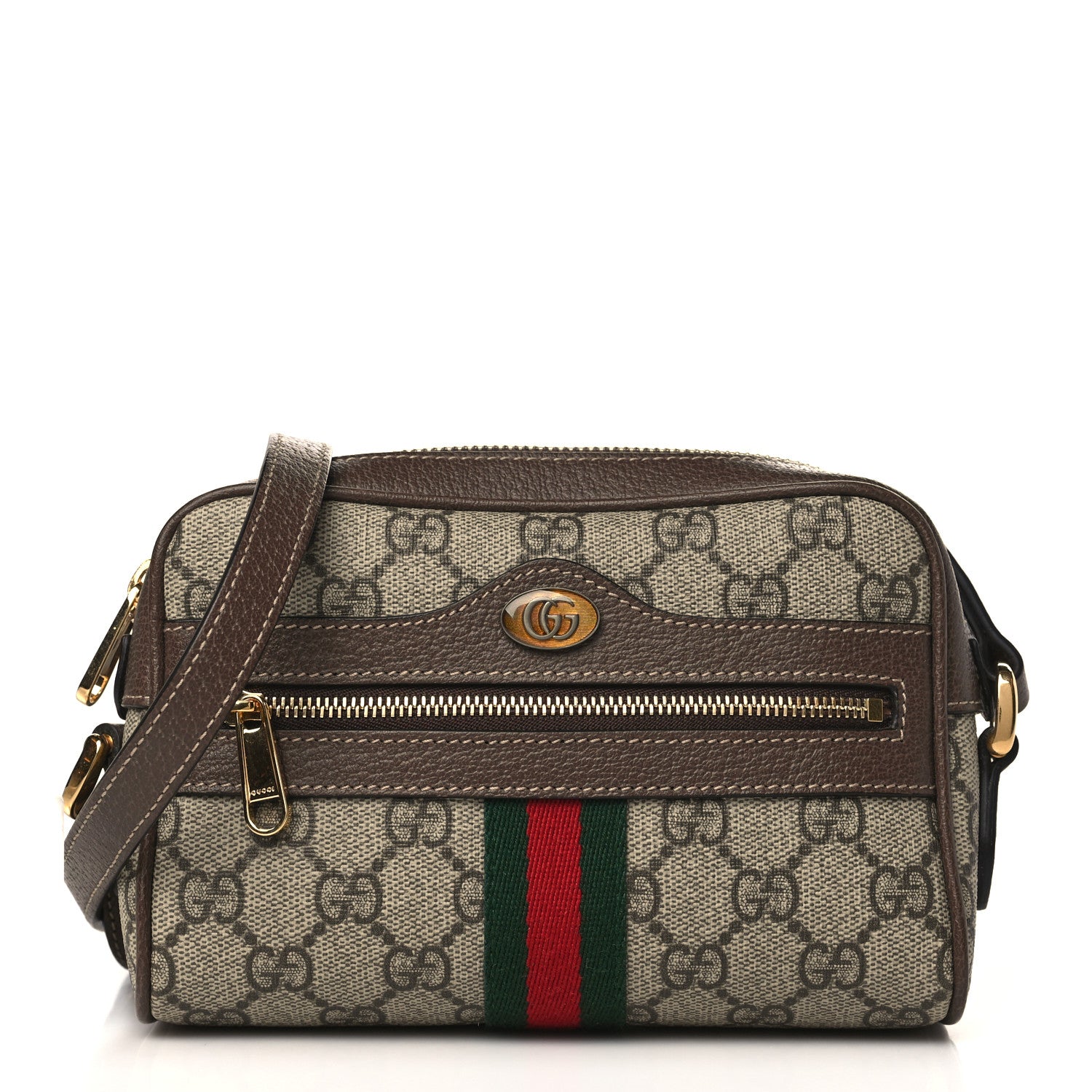 Gucci GG Supreme Monogram Web Mini Ophidia Shoulder Bag Brown 1 of 9