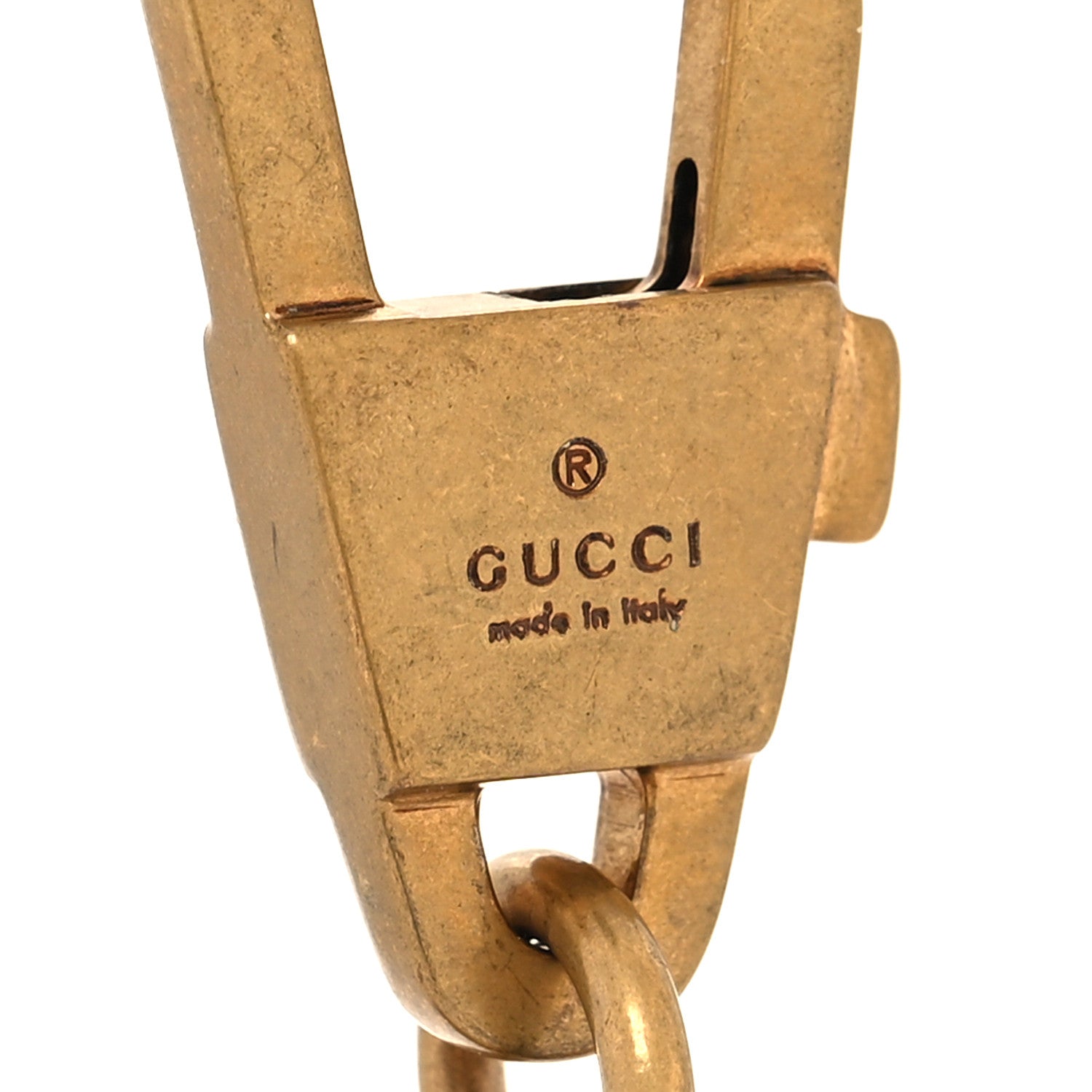 Gucci Metal Glitter Plexiglass Game Patch Logo Key Charm Silver Aged Gold 3 of 4