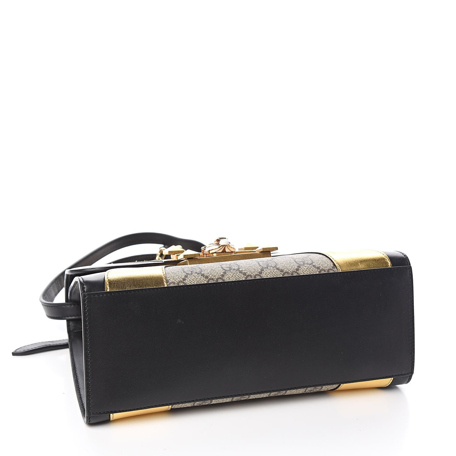 Gucci GG Supreme Monogram Small Osiride Top Handle Bag Black Gold 4 of 15