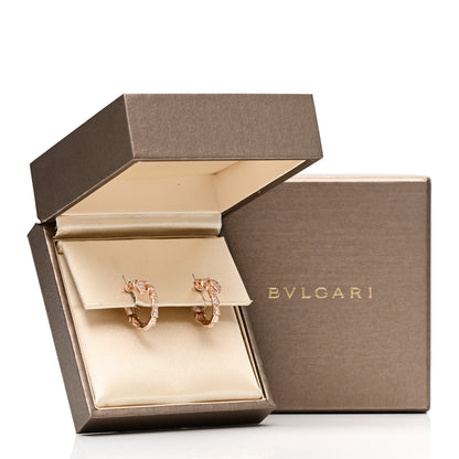 Bulgari 18K Rose Gold Diamond Serpenti Viper Hoop Pave Earrings 6 of 6