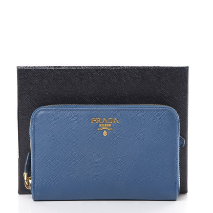 Prada Saffiano Zip Around Wallet Cobalto 14 of 14