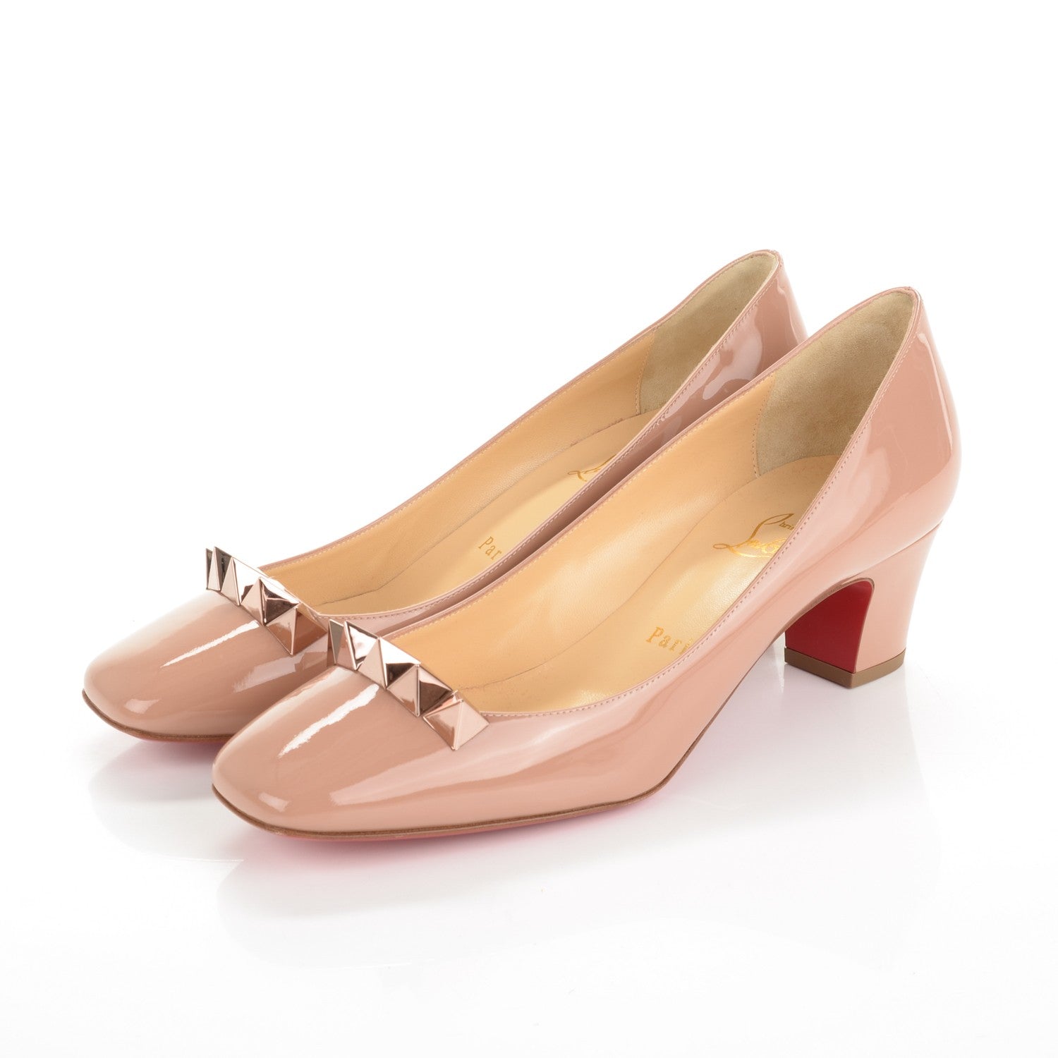 Christian Louboutin Patent Pyramidam 45 Pumps 40 Nude 3 of 6