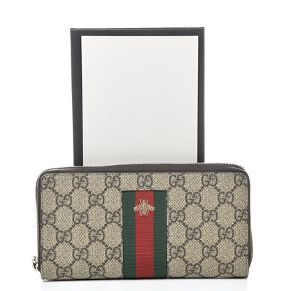 Gucci GG Supreme Monogram Web Bee Zip Around Wallet Beige Cocoa 9 of 9