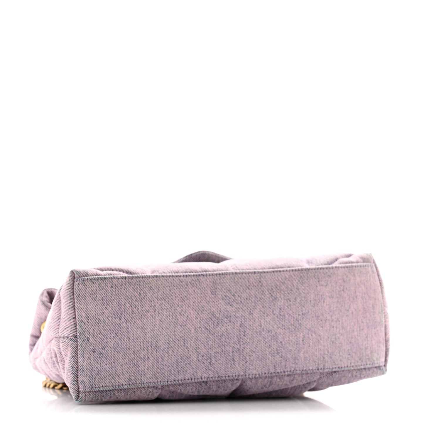 Denim Quilted Small Loulou Puffer Monogram Chain Satchel Bleached Lilac