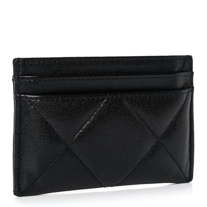 Chanel Shiny Goatskin Quilted Chanel 19 Card Holder Black 3 of 9