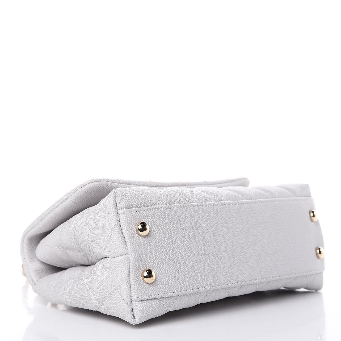 Caviar Quilted Mini Coco Handle Flap Light Grey