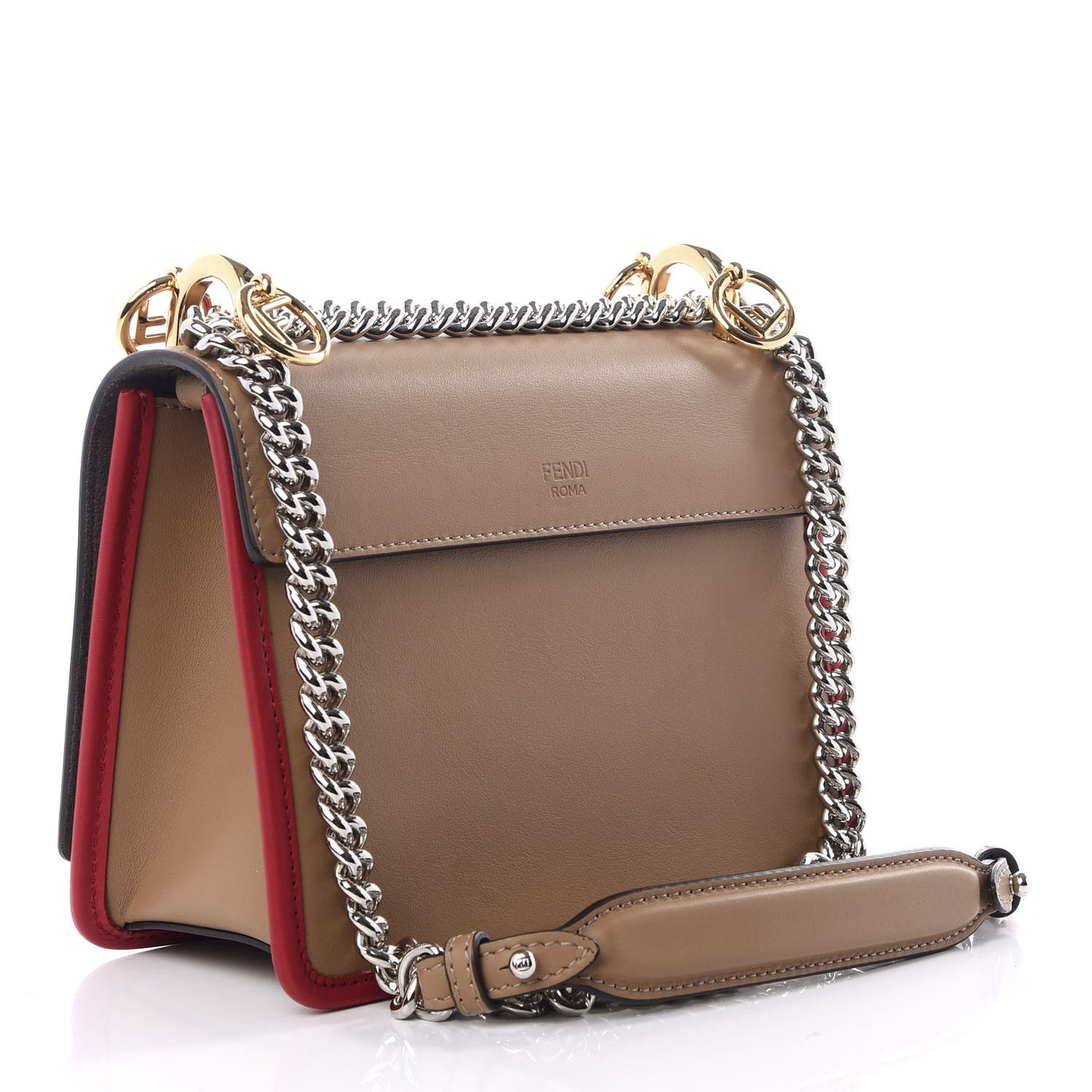 Calfskin F is Fendi Studded Small Kan I Shoulder Bag Tan